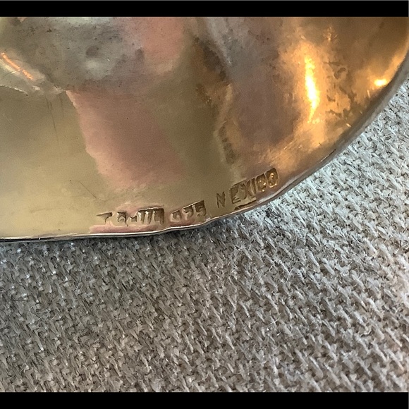 Sterling silver Mexican brass trim cuff bracelet - Picture 6 of 10